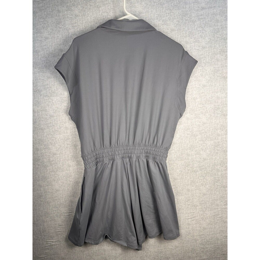 Rae Mode Gray Collared 1/4 Zip Athletic Romper Size Medium Stretch Elastic Waist - Picture 3 of 7